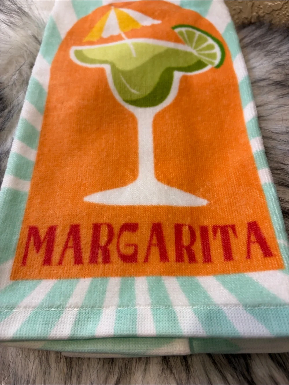 Margarita Cocktail Kitchen Towel - Mint & Orange